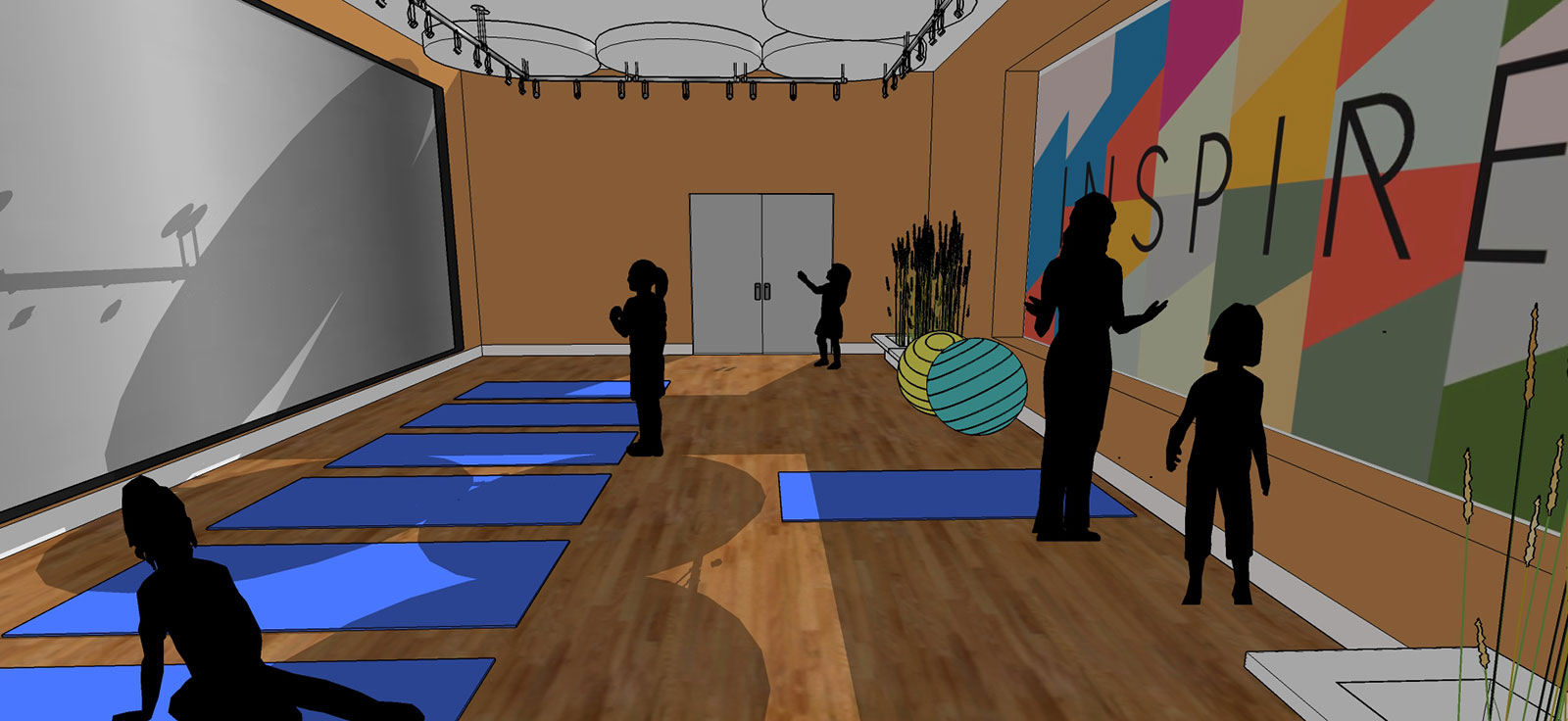 Rendering of Inspire Girls Academy Yoga Room