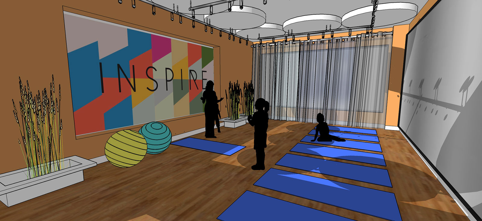 Rendering of Inspire Girls Academy Yoga Room