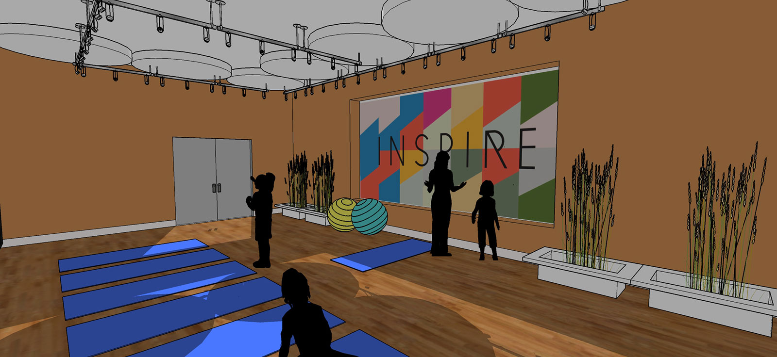 Rendering of Inspire Girls Academy Yoga Room